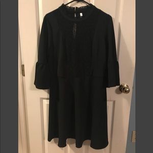 Black lace front wide sleeve dress.New with tags.